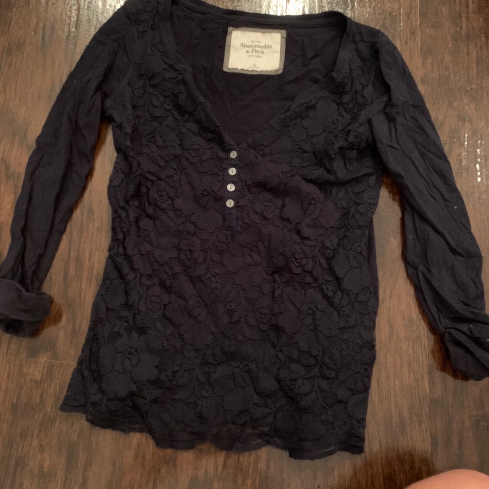 Abercrombie lace navy blue top